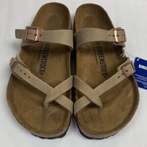Birkenstock Mayari Oiled Leather Tobacco Brown Narrow Width Sandals